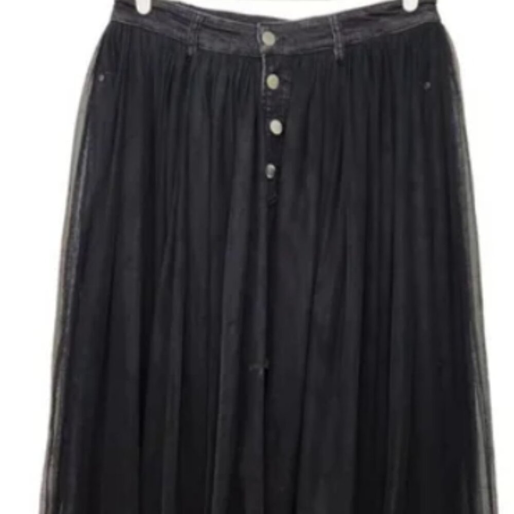 Venus Denim Mini Skirt w/attached  Black Tulle Maxi Skirt 14
